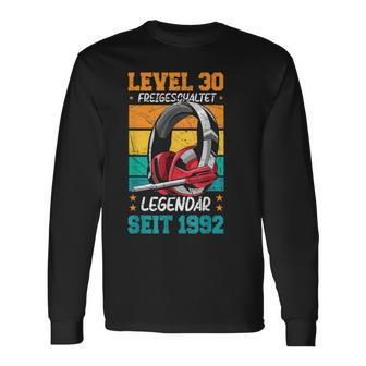 Level 30 Jahre Geburtstags Mann Gamer 1992 Geburtstag Langarmshirts - Seseable