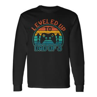Leveled Up To Dad Of 3 Gaming Daddy Again Vintage Long Sleeve T-Shirt - Seseable