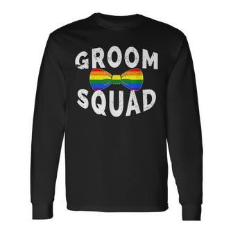 Lgbt Pride Gay Bachelor Party Grooms Squad Engagement Long Sleeve T-Shirt | Mazezy
