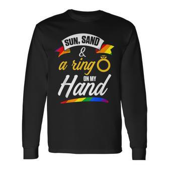 Lgbt Pride Gay Bachelor Party Sun Ring Hand Engagement Long Sleeve T-Shirt T-Shirt | Mazezy