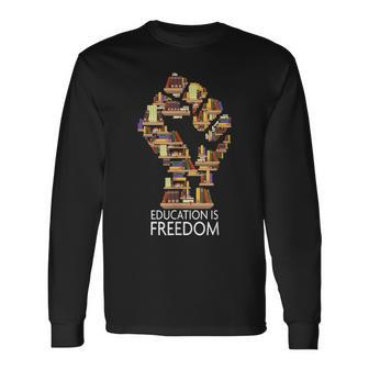 Library Book Hand Black History Month African American Pride V2 Long Sleeve T-Shirt - Seseable
