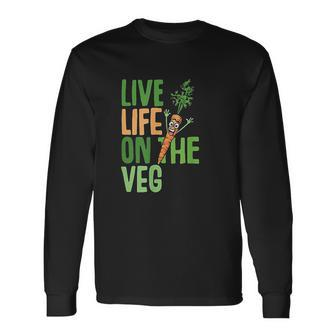 Life On The Veg Vegan Slogan Plant Power Cute Graphic Men Women Long Sleeve T-Shirt T-shirt Graphic Print - Thegiftio UK