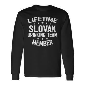 Lifetime Slovak Drinking Team Member Men Women Long Sleeve T-shirt Graphic Print Unisex - Seseable