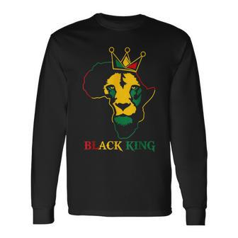 Lion Black King African American Black History Month Pride Long Sleeve T-Shirt - Seseable
