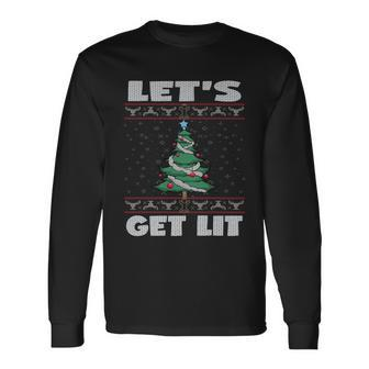 Lets Get Lit Ugly Christmas Cool Long Sleeve T-Shirt - Monsterry UK