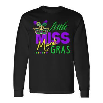 Little Miss Mardi Gras Jester Hat Mardi Beads New Orleans Long Sleeve T-Shirt - Seseable