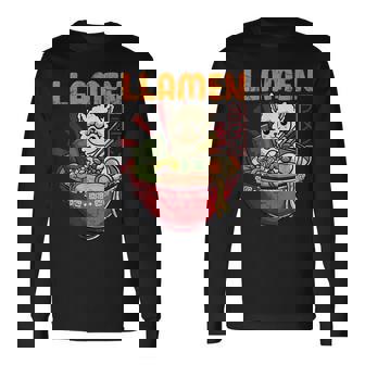 Llama Ramen Humor Kawaii Anime Japanese Noodles Women Men Women Long Sleeve T-Shirt T-shirt Graphic Print - Thegiftio