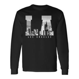 Los Angeles California La Skyline Pride Black White Vintage Long Sleeve T-Shirt T-Shirt | Mazezy
