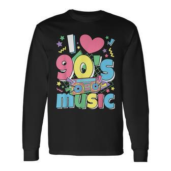 I Love 90S Music 1990S Theme Outfit Nineties 90S Costume Long Sleeve T-Shirt | Mazezy DE