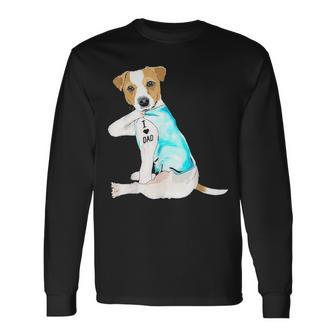 I Love Dad Tattoo Jack Russell Terrier Dad Tattooed Long Sleeve T-Shirt - Seseable