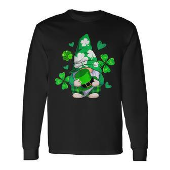 Love Gnomes Irish Shamrock St Patricks Day Four Leaf Clover Long Sleeve T-Shirt - Seseable