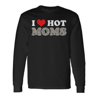 I Love Hot Moms I Heart Hot Moms Leopard Plaid Long Sleeve T-Shirt - Seseable