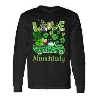 Love Lunch Lady Gnome Shamrock Saint Patricks Day Long Sleeve T-Shirt - Seseable