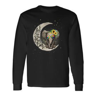 I Love You To The Moon And Back Elephant Moon Back Long Sleeve T-Shirt - Thegiftio UK