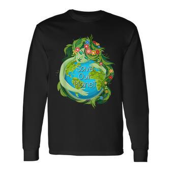 Love Morther Earth Day Save Our Planet Environment Green Long Sleeve T-Shirt T-Shirt | Mazezy