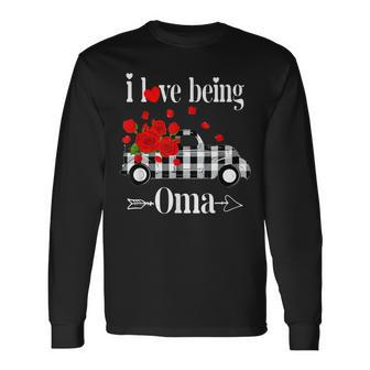 I Love Being Oma Valentine Heart Red Truck Long Sleeve T-Shirt - Seseable