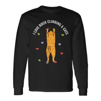 I Love Rock Climbing & Cats Cute Kitty Cat Feline Long Sleeve T-Shirt T-Shirt | Mazezy