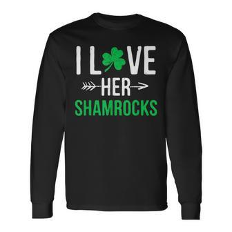 I Love Her Shamrocks St Patricks Day Couples Long Sleeve T-Shirt - Seseable