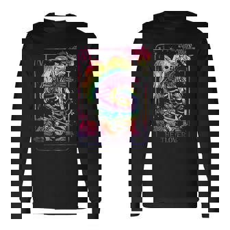 The Lovers Tarot Card Goth Tie Dye Kissing Lesbian Skeletons Men Women Long Sleeve T-Shirt T-shirt Graphic Print - Thegiftio