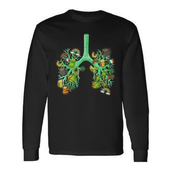 Lungs Respiratory Therapist St Patricks Day Irish Shamrock Long Sleeve T-Shirt - Seseable
