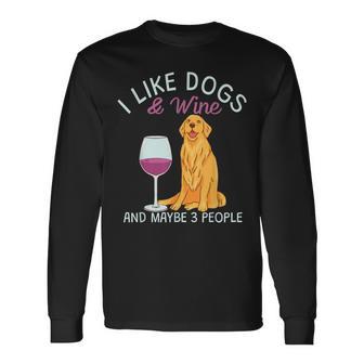 Lustig Ich Mag Hund Und Wein Langarmshirts - Seseable