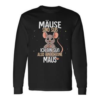 Lustiges Mäuse-Motiv Langarmshirts, Ich bin eine Maus Spruch, Schwarz - Seseable