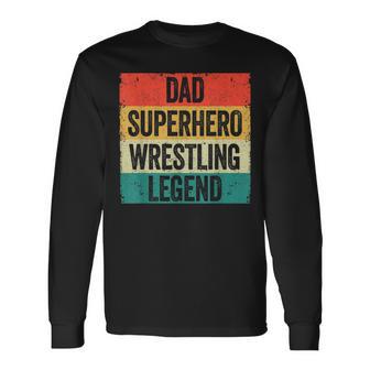 Lustiges Wrestler Papa Langarmshirts, Vatertag Superhelden Wrestling Legende - Seseable