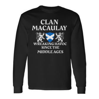 Macaulay Scottish Family Clan Scotland Name Men Women Long Sleeve T-shirt Graphic Print Unisex - Seseable