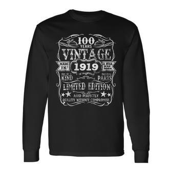 Made In 1919 100 Years Old Vintage 100Th Birthday Shirt Long Sleeve T-Shirt T-Shirt | Mazezy UK