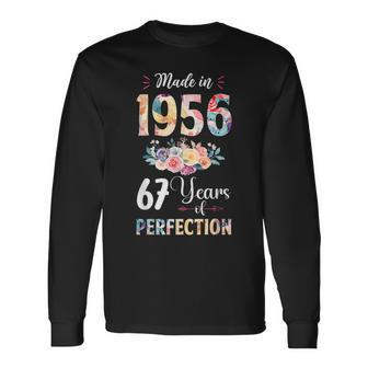 Made In 1956 Floral 67 Year Old 67Th Birthday For Girls Long Sleeve T-Shirt - Thegiftio UK