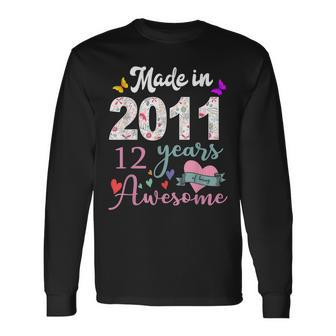 Made In 2011 Floral 12 Year Old 12Th Birthday Women Long Sleeve T-Shirt - Thegiftio UK