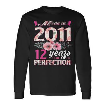 Made In 2011 Floral 12 Years Old 12Th Birthday Women Long Sleeve T-Shirt - Thegiftio UK