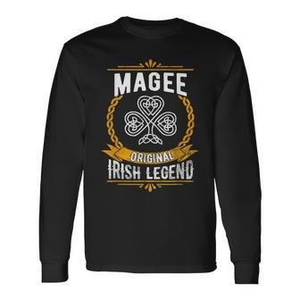 Magee Irish Surname Vintage Celtic Legend Long Sleeve T-Shirt - Seseable