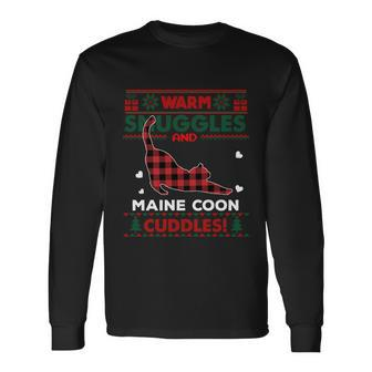 Maine Coon Cat Lover Cute Cat Xmas Ugly Christmas Sweater Meaningful Long Sleeve T-Shirt - Monsterry UK