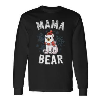 Mama Bear Family Christmas Polar Bear Holiday Xmas Men Women Long Sleeve T-shirt Graphic Print Unisex - Seseable