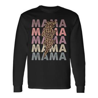 Mama Lightning Bolt Leopard Cheetah Mama Mini Matching Men Women Long Sleeve T-Shirt T-shirt Graphic Print - Thegiftio UK
