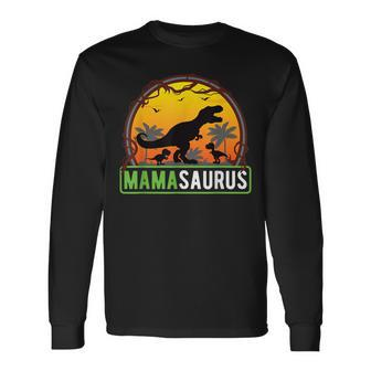 Mamasaurus T-Rex Mama 2 Kinder Dino Mutter Muttertag Langarmshirts - Seseable