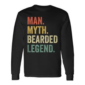 Man Myth Bearded Legend Dad Beard Fathers Day Vintage Long Sleeve T-Shirt - Seseable
