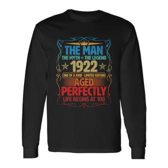 The Man Myth Legend 1922 Aged Perfectly 100Th Birthday Long Sleeve T-Shirt - Monsterry UK