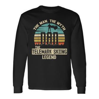 Man Myth Legend Dad Telemark Skiing Long Sleeve T-Shirt - Seseable