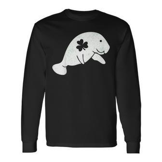 Manatees St Patricks Day Shirt Lover Save Irish Floaty Long Sleeve T-Shirt T-Shirt | Mazezy