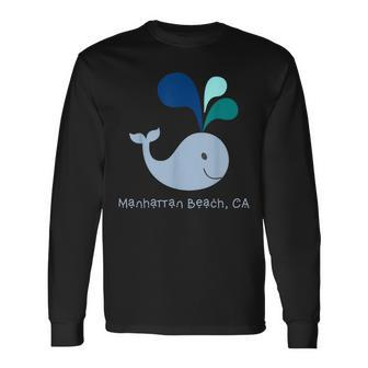 Manhattan Beach Ca Cute California Whale Lover Cartoon Long Sleeve T-Shirt T-Shirt | Mazezy