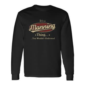 Manning Last Name Manning Name Crest Long Sleeve T-Shirt - Seseable