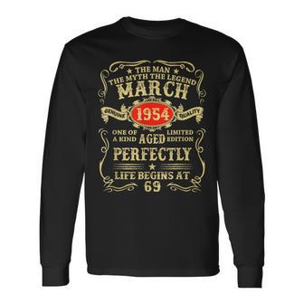 March 1954 The Man Myth Legend 69 Year Old Birthday Long Sleeve T-Shirt - Seseable
