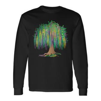 Mardi Gras Carnival Mexican Graphic Bead-Tree Bourbon Street Long Sleeve T-Shirt T-Shirt | Mazezy