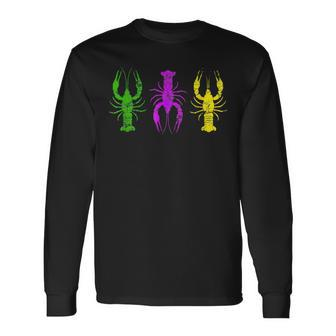 Mardi Gras Crawfish Jester Hat Bead New Orleans Long Sleeve T-Shirt - Seseable