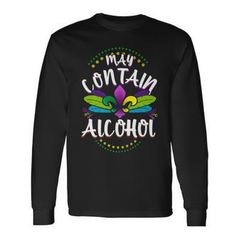 Mardi Gras Drinking May Contain Alcohol Long Sleeve T-Shirt T-Shirt | Mazezy