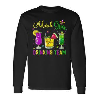 Mardi Gras Drinking Team Carnival Fat Tuesday Lime Cocktail Long Sleeve T-Shirt - Seseable
