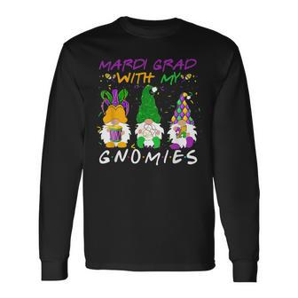 Mardi Gras With My Gnomies Costume Outfit Gnome Mardi Gras Long Sleeve T-Shirt - Seseable