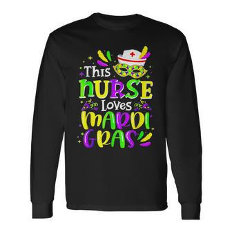 Mardi Gras Nurse This Nurse Loves Mardi Gras Colorful Long Sleeve T-Shirt - Seseable